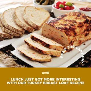 Knock knock, your lunch turkey-based recipe is here!🦃

Ingredients:
370 grs. U.S. turkey breast (boneless), cubed
¼  cup celery, chopped
¼  cup red sweet pepper, chopped
2  egg whites, beaten
2  tbsps. ketchup
½  tsp. white pepper
Salt to taste

Method of preparation:
Place U.S. turkey breast with celery and sweet pepper in the food processor. Process until small bits. Transfer to a large bowl. Add egg, salt and pepper. Whisk and stir to mix well. Spoon mixture into a loaf pan lined with buttered oil. Cover with ketchup on top. Bake at 325 °F to 162.7 °C  for 40 minutes or until brown and cooked. Let stand for 10 minutes before flipping and slicing. 

Serves 4-6

#AMFI #recipe #pears #food #foodie #recipes #turkey