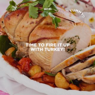 To all those who like their turkey roasted, this one is for you! Find the full recipe below 👇 

Ingredients:
1 (1.8kg) U.S. turkey breast (bone-in)
5 carrots, peeled and chopped
4 leeks, sliced
2 tbsps. each dried oregano, rosemary and coriander
2 tbsps. olive oil
½ tsp. allspice
½ tsp. lemon rind, grated

Method of preparation:
Grease a roasting pan with half a tablespoon of oil. Add in U.S. turkey breast. Sprinkle oregano, rosemary, coriander, lemon rind, and salt. Rub breast well with herbs. Drizzle olive oil. Add leeks and carrots around breast. Cover with foil and roast inside a preheated oven to 350 °F for 1 hour or until brown and cooked through to desired doneness. Let stand for 10 minutes before carving.

| Serves 6-8

#AMFI #turkey #recipe #chefslife #cooking #healthylifestyle